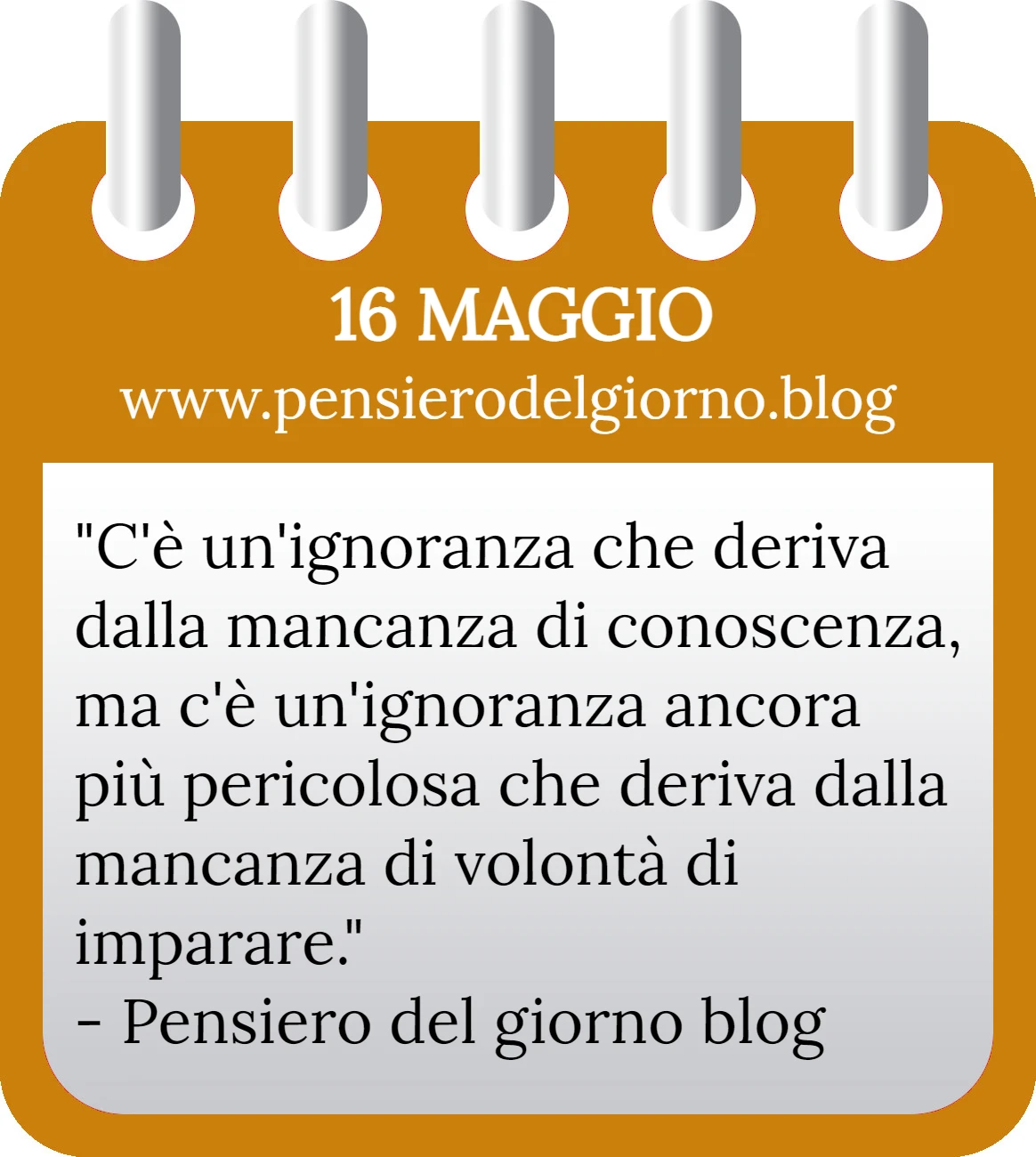 Calendario con frase del giorno 16 Maggio 2023