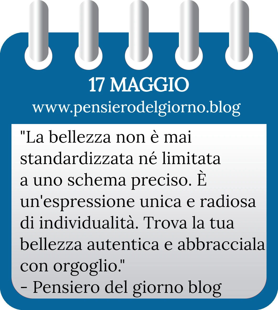 Calendario con frase del giorno 17 Maggio 2023