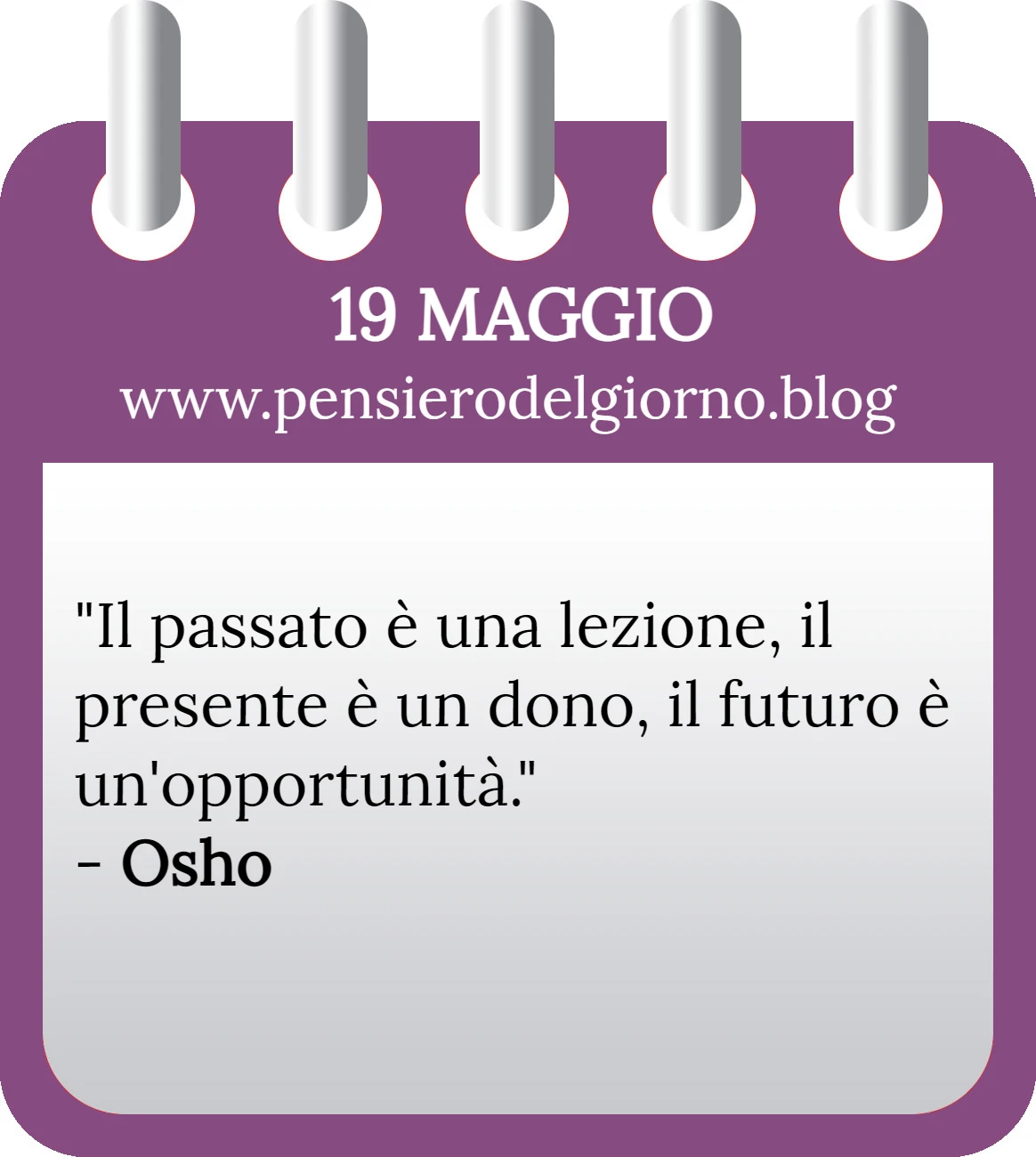 Calendario con frase del giorno 19 Maggio 2023