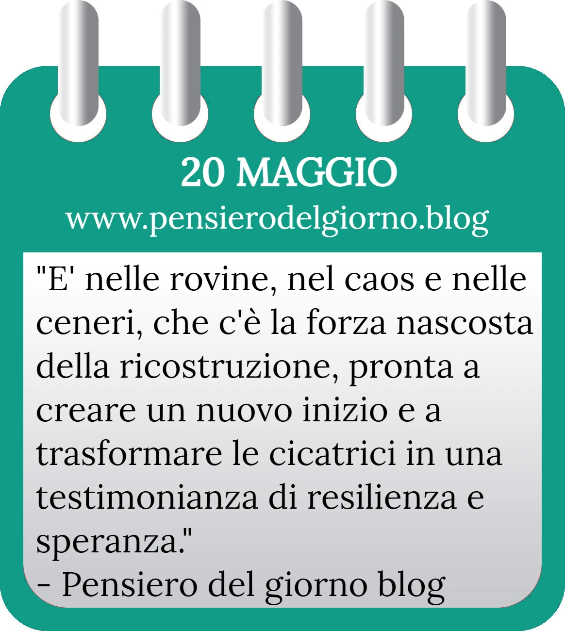 Calendario con frase del giorno 20 Maggio 2023