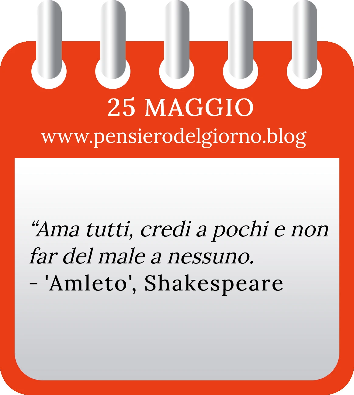 Calendario con frase del giorno 25 Maggio 2023