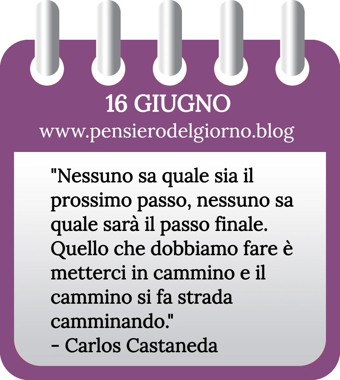 Calendario con frase del giorno 16 Giugno 2023