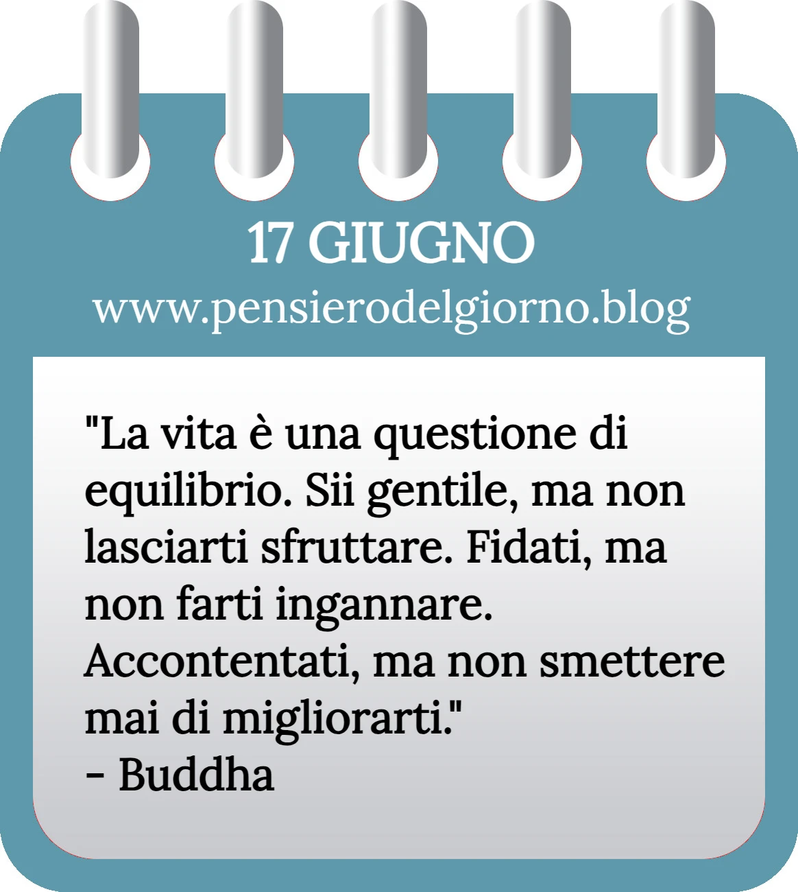 Calendario con frase del giorno 17 Giugno 2023