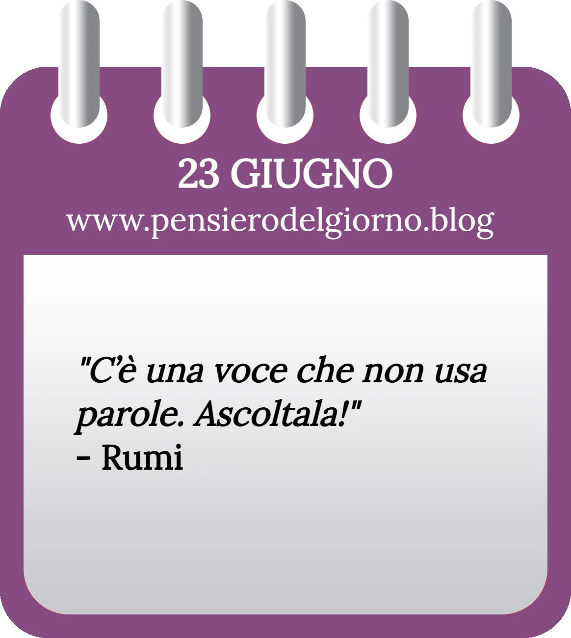 Calendario con frase del giorno 23 Giugno 2023