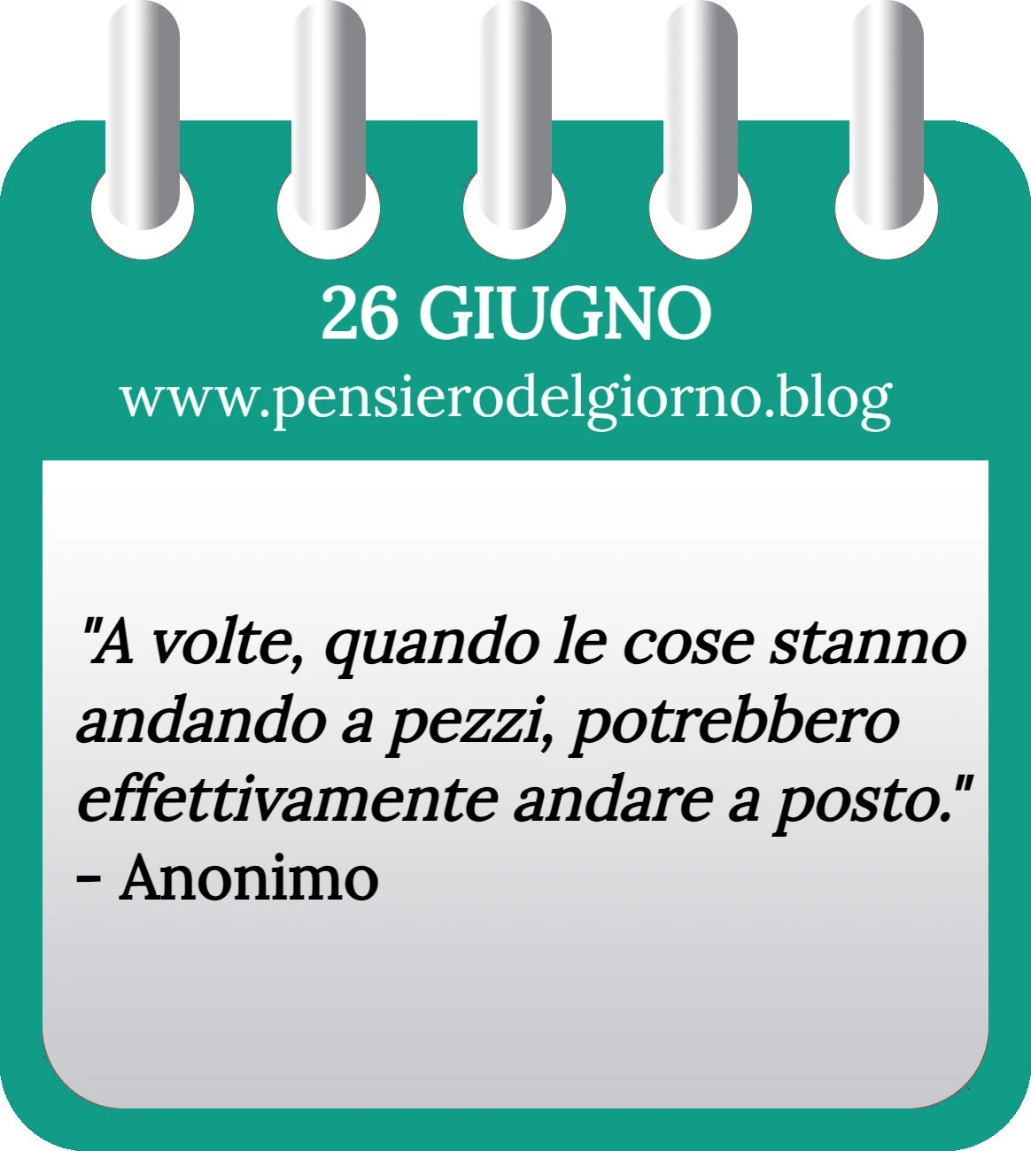 Calendario con frase del giorno 26 Giugno 2023