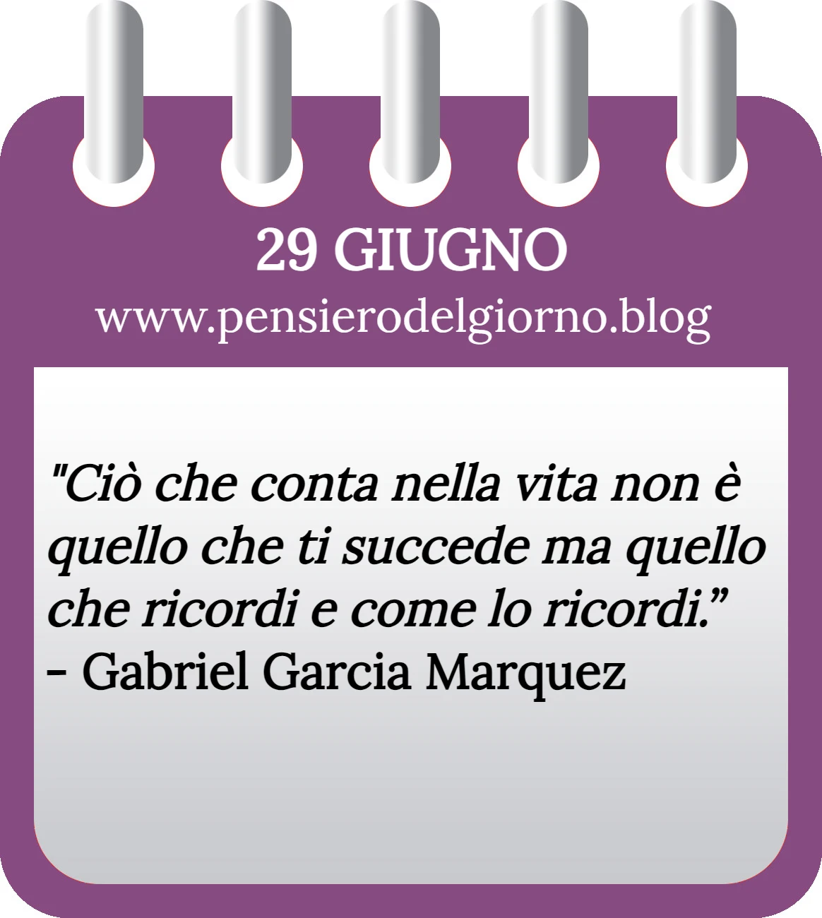 Calendario con frase del giorno 29 Giugno 2023