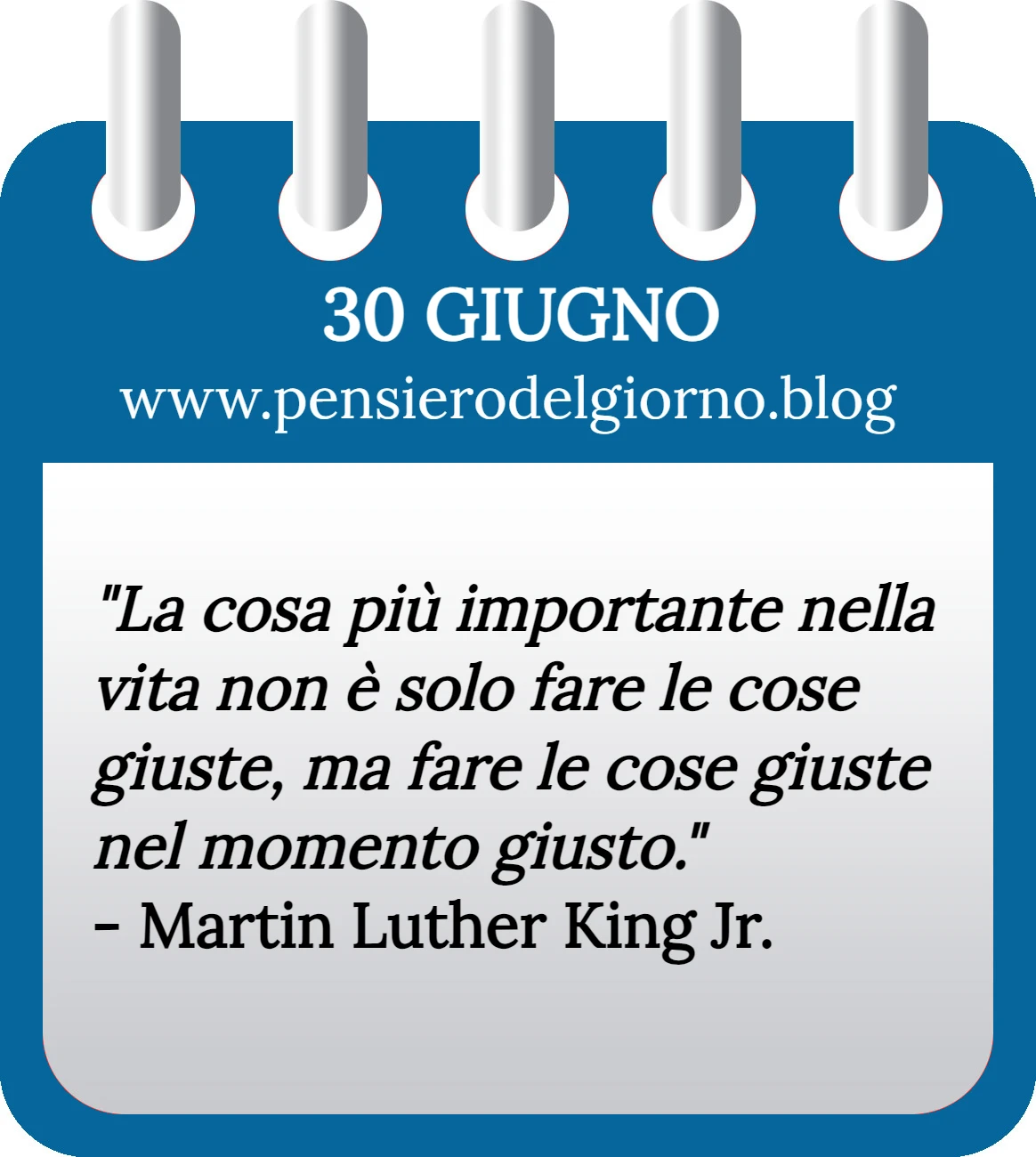 Calendario con frase del giorno 30 Giugno 2023