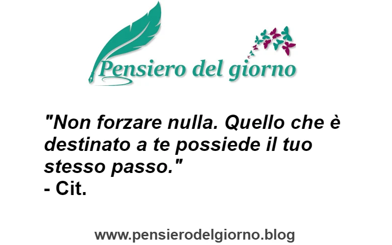 Aforisma del giorno Non forzare nulla quello che è destinato a te