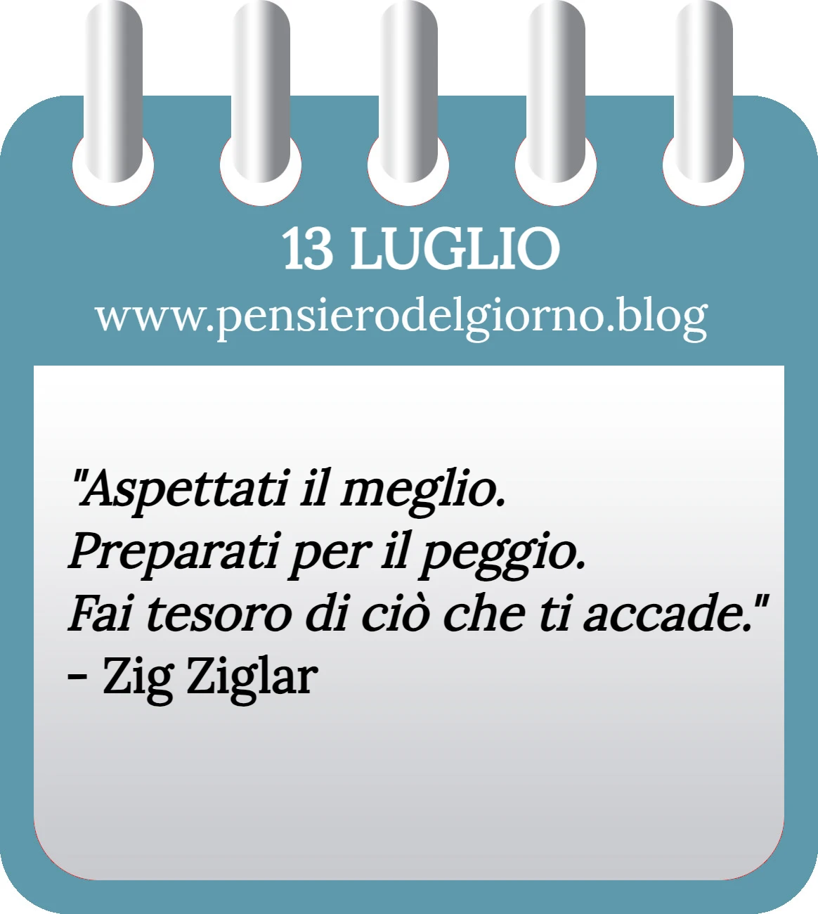 Calendario con frase del giorno 13 Luglio 2023