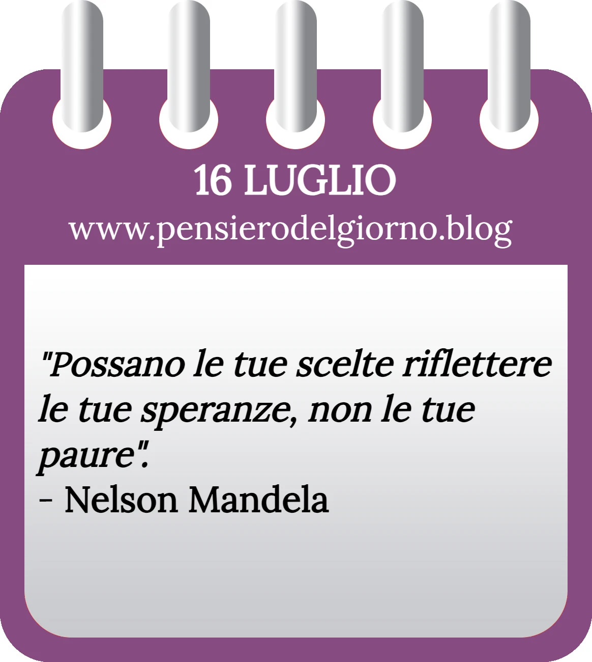 Calendario con frase del giorno 16 Luglio 2023