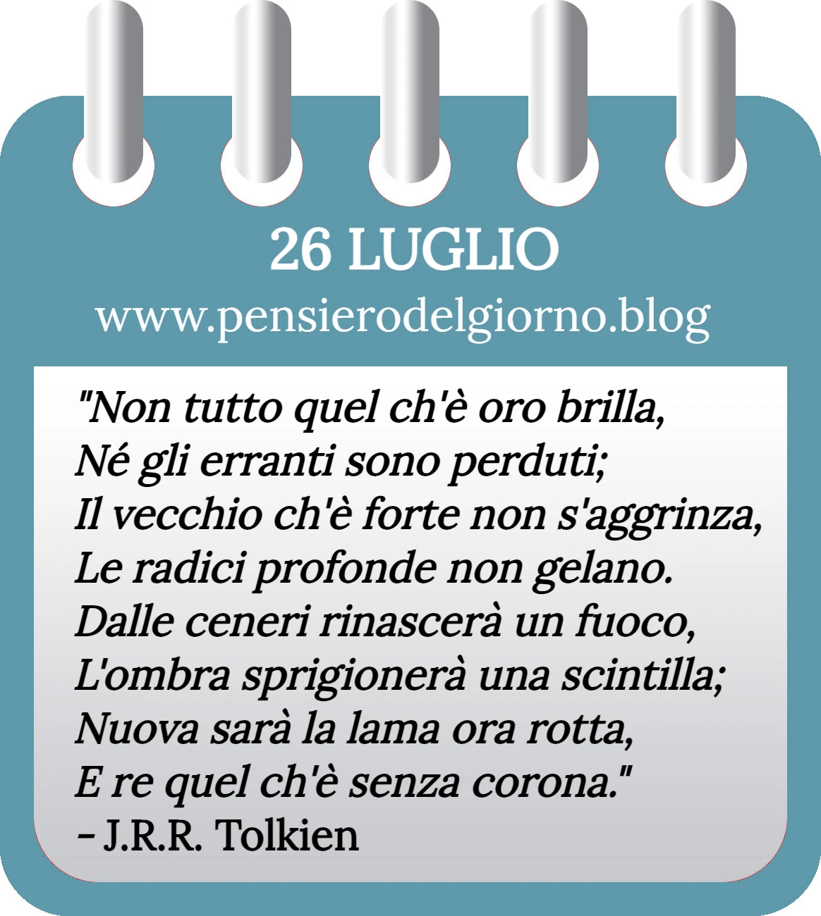 Calendario con frase del giorno 26 Luglio 2023