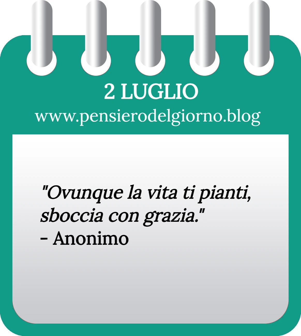 Calendario con frase del giorno 2 Luglio 2023