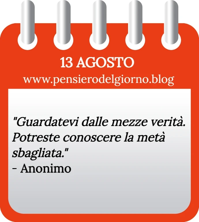 Calendario con frase del giorno 13 Agosto 2023