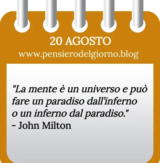 Calendario con frase del giorno 20 Agosto 2023