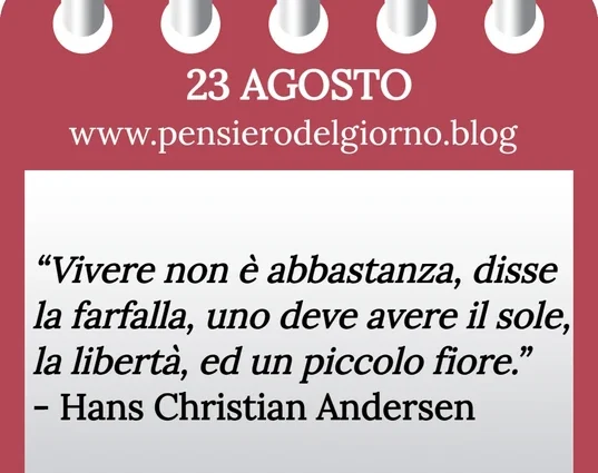 Calendario con frase del giorno 23 Agosto 2023
