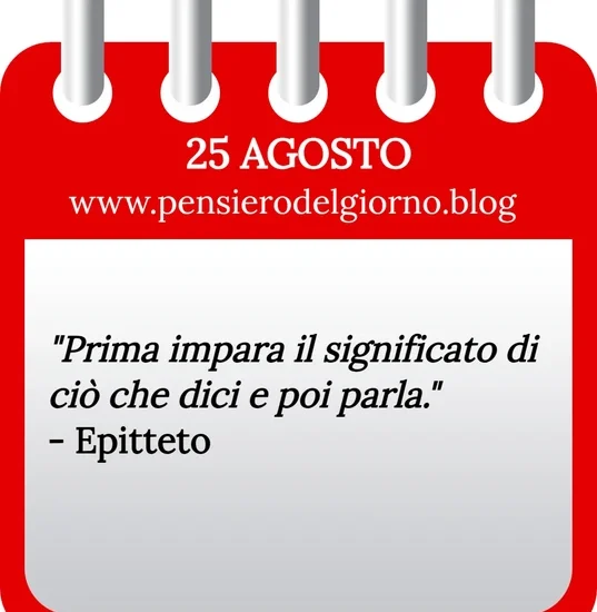 Calendario con frase del giorno 25 Agosto 2023