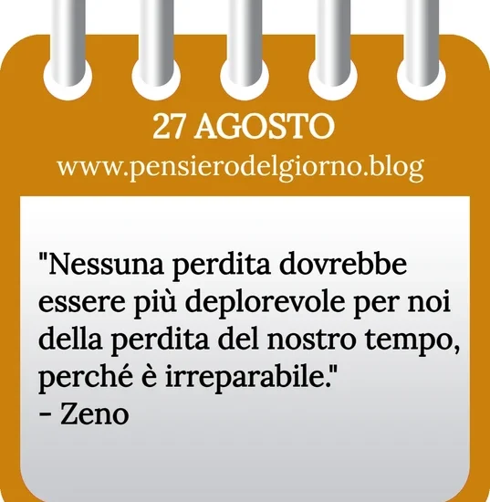 Calendario con frase del giorno 27 Agosto 2023