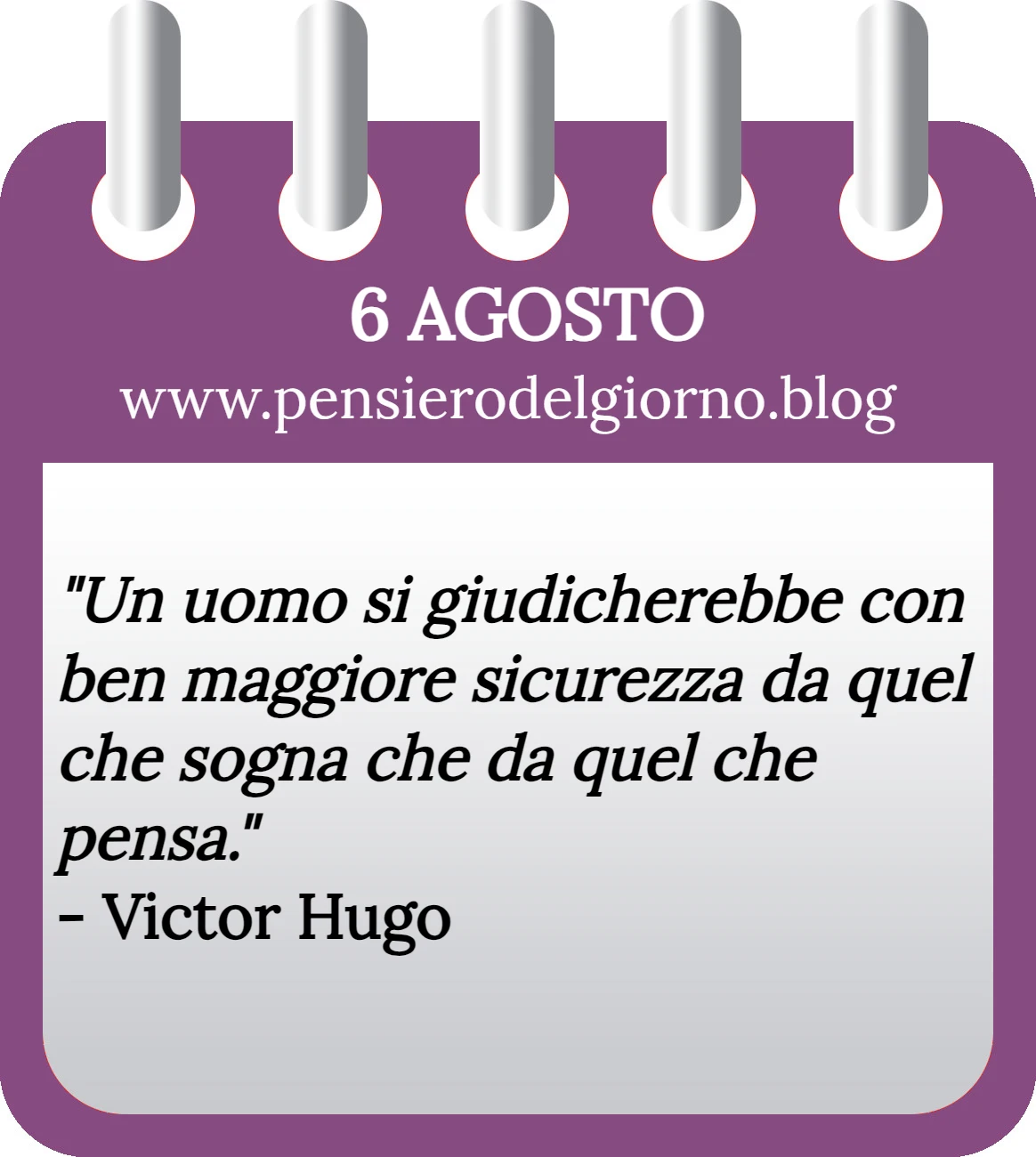 Calendario con frase del giorno 6 Agosto 2023