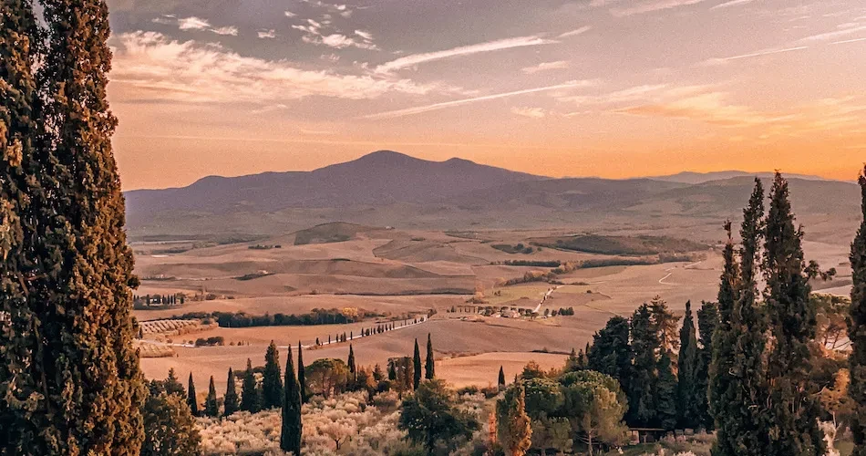 Pienza Toscana Italia paesaggio autunno