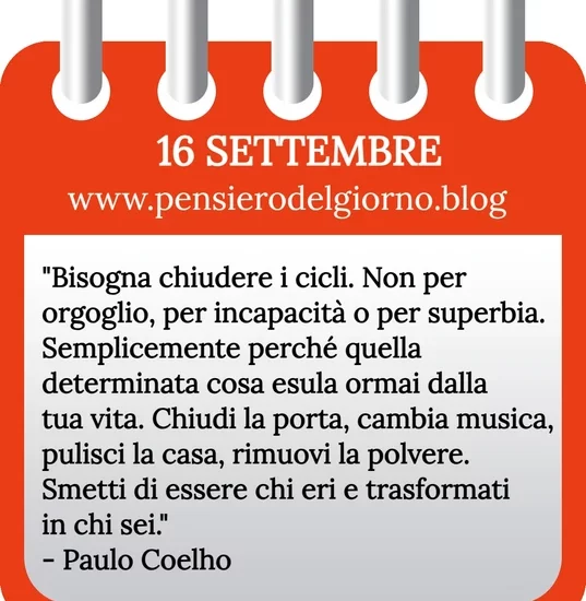 Calendario con frase del giorno 16 Settembre 2023