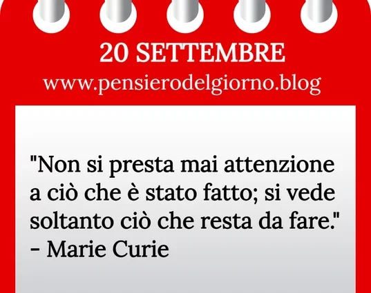 Calendario con frase del giorno 20 Settembre 2023