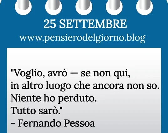 Calendario con frase del giorno 25 Settembre 2023