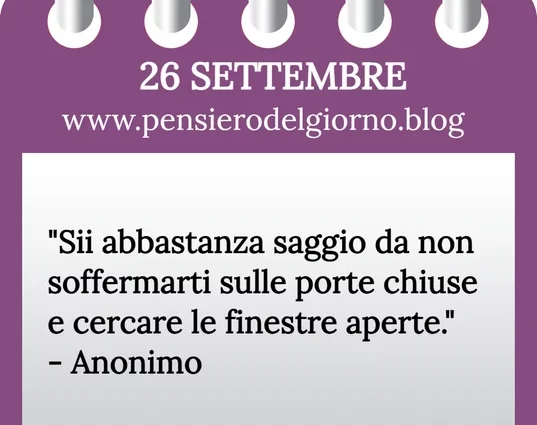 Calendario con frase del giorno 26 Settembre 2023