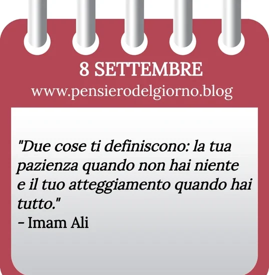 Calendario con frase del giorno 8 Settembre 2023