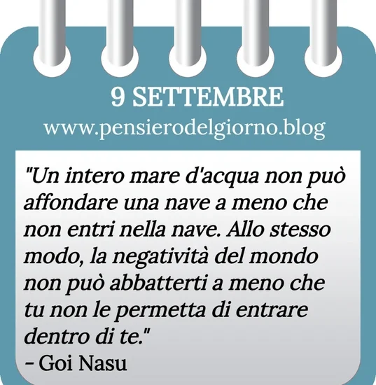 Calendario con frase del giorno 9 Settembre 2023