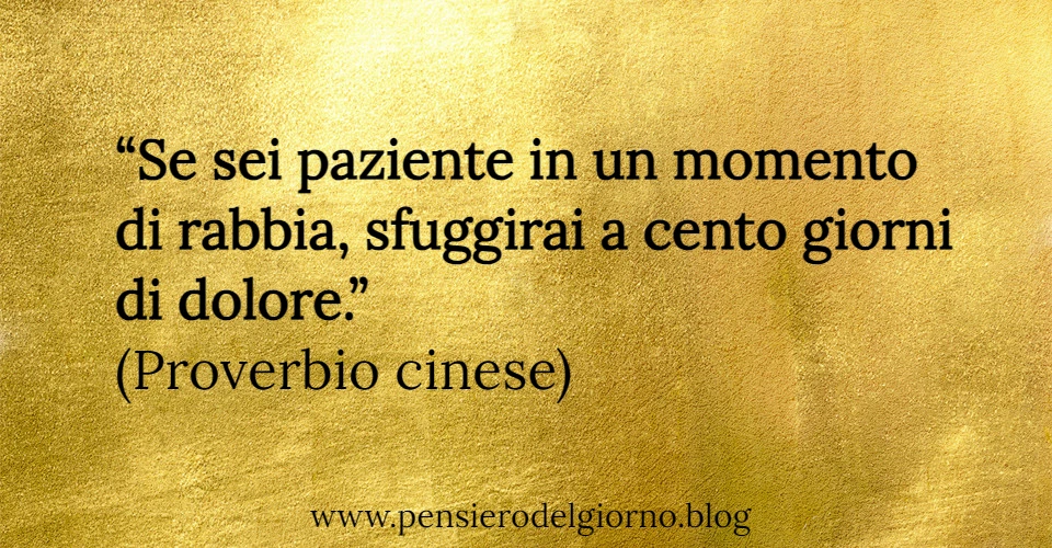 Aforisma proverbio Se sei paziente in un momento di rabbia