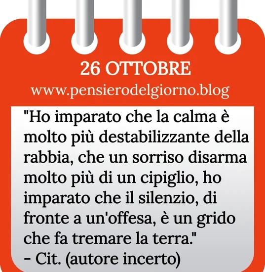 Calendario con frase del giorno 26 Ottobre 2023