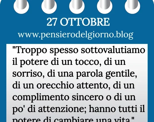 Calendario con frase del giorno 27 Ottobre 2023