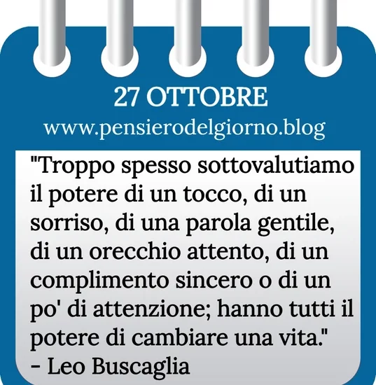 Calendario con frase del giorno 27 Ottobre 2023