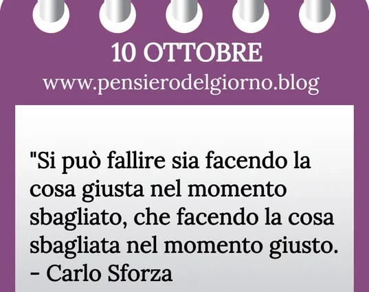 Calendario con frase del giorno 10 Ottobre 2023