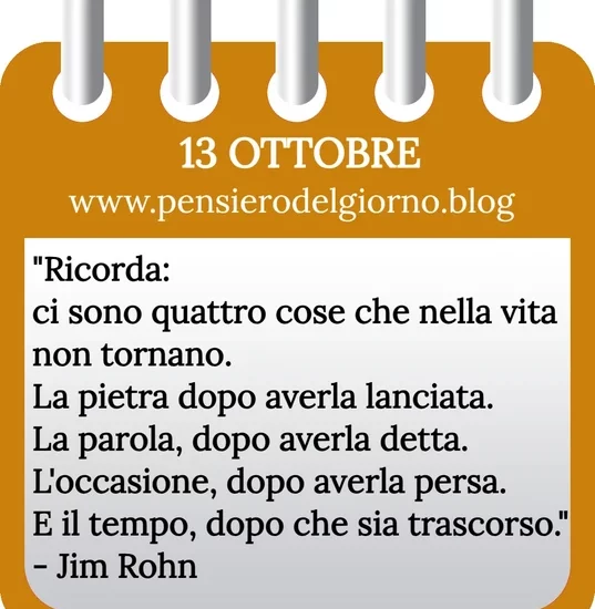 Calendario con frase del giorno 13 Ottobre 2023