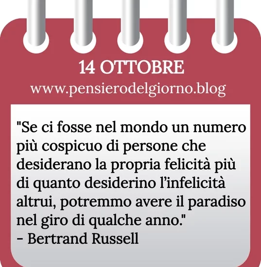 Calendario con frase del giorno oggi 14 Ottobre 2023