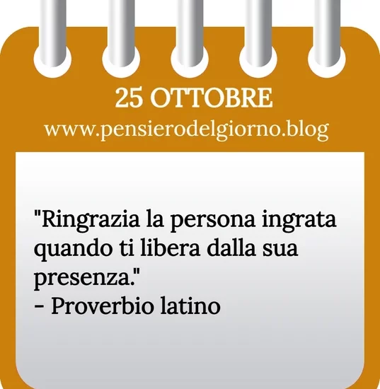 Calendario con frase del giorno 25 Ottobre 2023