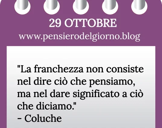 Calendario con frase del giorno 29 Ottobre 2023