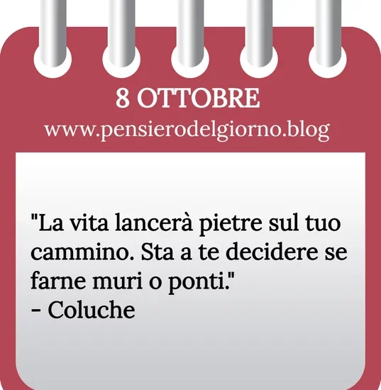 Calendario con frase del giorno 8 Ottobre 2023