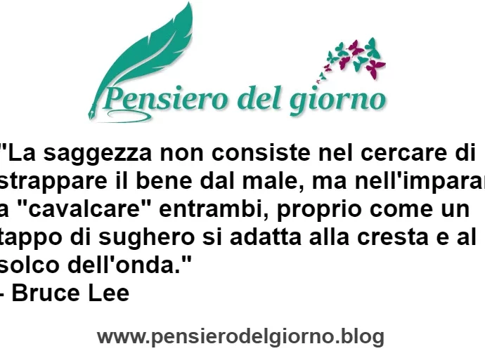 Aforisma La saggezza non consiste nel separare il bene dal male Bruce Lee