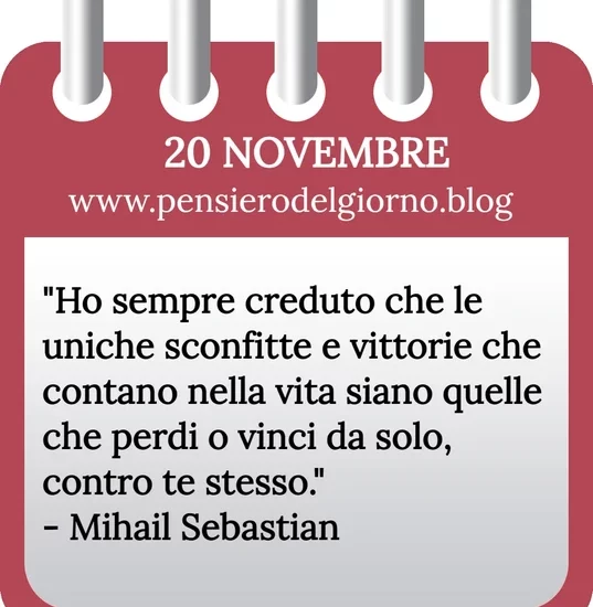 Calendario con frase del giorno 20 Novembre 2023