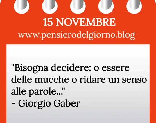 Calendario con frase del giorno 15 Novembre 2023