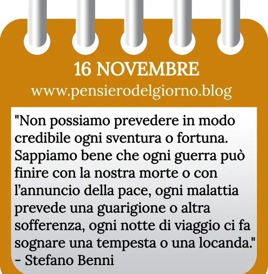 Calendario con frase del giorno 16 Novembre 2023