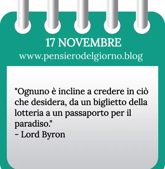 Calendario con frase del giorno 17 Novembre 2023