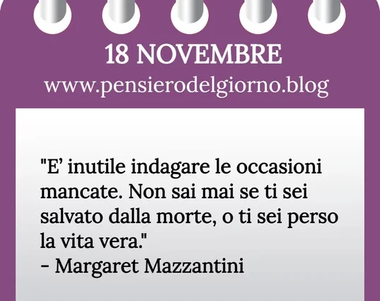 Calendario con frase del giorno 18 Novembre 2023