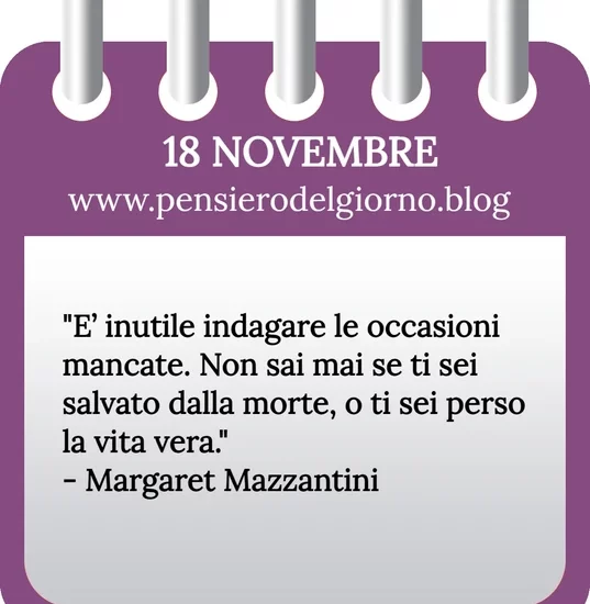 Calendario con frase del giorno 18 Novembre 2023