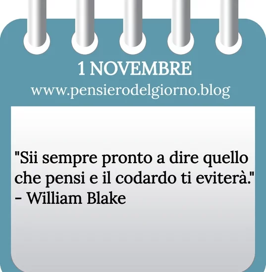 Calendario con frase del giorno 1 Novembre 2023