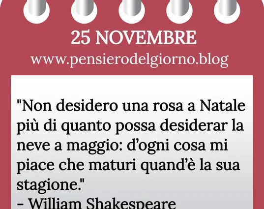 Calendario con frase del giorno 25 Novembre 2023