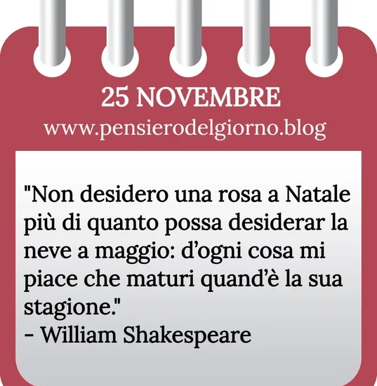 Calendario con frase del giorno 25 Novembre 2023