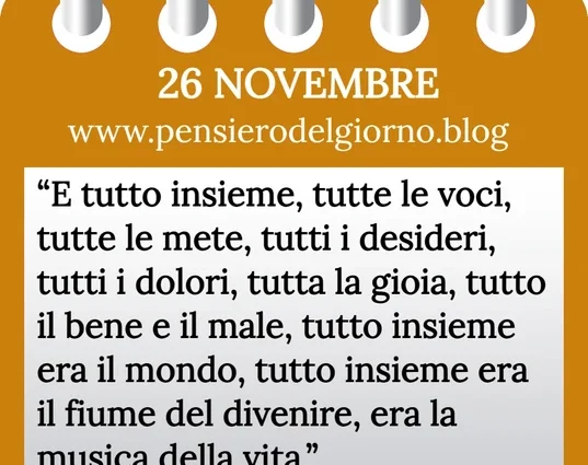 Calendario con frase del giorno 26 Novembre 2023